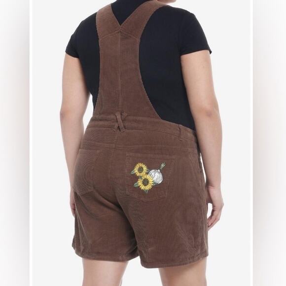 Hot topic her universe shrek brown corduroy short overalls embroidered shrek 1X - Picture 2 of 11
